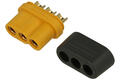 Socket; DC power; MR60-F; 3 ways; straight; for cable; yellow; solder; 30A; 500V; polyamide (PA); brass; Amass