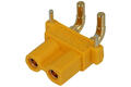 Socket; DC power; XT30PW-F; 2 ways; angled 90°; yellow; solder; 15A; 500V; polyamide (PA); brass; Amass; RoHS