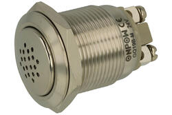 Electromagnetic buzzer; GQ19B-M/24V; 75 dB; 24V; 30mA; fi 19mm; on panel; continuous; with built in generator; screw; 45mm; Onpow; RoHS