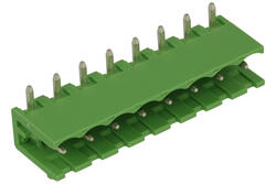 Terminal block; 2EHDR-08P; 8 ways; R=5,08mm; 12mm; 20A; 300V; through hole; straight; open; solder; green; Dinkle; RoHS
