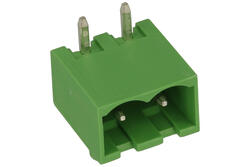 Terminal block; 2EHDRC-02P; 2 ways; R=5,08mm; 12mm; 20A; 300V; through hole; angled 90°; closed; green; Dinkle; RoHS