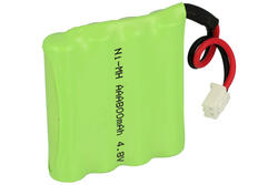 Rechargeable battery; Ni-Mh; 4X AAA; 4,8V; 800mAh; 47x42,5x11,4mm; cable + connector