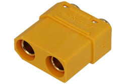 Socket; DC power; XT90PB-F; 2 ways; straight; through hole; yellow; PCB; 40A; 500V; polyamide (PA); brass; Amass