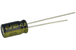 Capacitor; Low Impedance; electrolytic; EEUFC1H470; 47uF; 50V; FC; fi 6,3x11,2mm; 2,5mm; through-hole (THT); bulk; Panasonic; RoHS