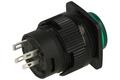 Switch; push button; R16-504BDG; OFF-(ON); green; LED 2V backlight; green; solder; 2 positions; 1,5A; 250V AC; 16mm; 25mm