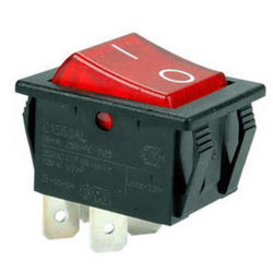 Switch; rocker; C1553ALBR3; ON-OFF; 2 ways; red; neon bulb 250V backlight; red; bistable; 6,3x0,8mm connectors; 22x30mm; 2 positions; 16A; 250V AC; Bulgin