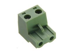 Terminal block; XY2500F-M-02P7,5; 2 ways; R=7,50mm; 18,6mm; 12A; 300V; for cable; angled 90°; square hole; slot screw; screw; vertical; 2,5mm2; green; Xinya; RoHS