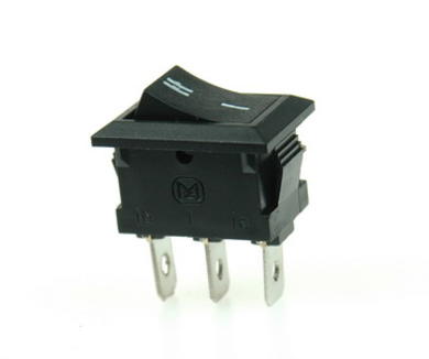 Przełącznik; klawiszowy (kołyskowy); MRS102; ON-ON; 1 tor; czarny; bez podświetlenia; bistabilny; konektory 4,8x0,8mm; 13x19,2mm; 2 pozycje; 3A; 250V AC
