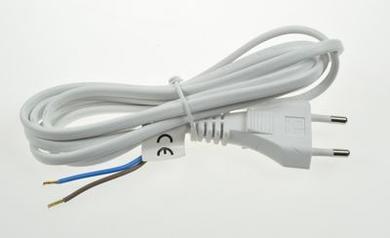 Cable; power supply; S15272; wires; CEE 7/16 flat plug; 2m; white; 2 cores; 0,75mm2; Emos; PVC; flat; stranded; Cu; RoHS