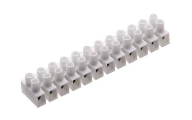 Terminal block; feed through strip; DG8HS-0; 12 ways; R=8,20mm; 14,3mm; 15A; 450V; for cable; straight; round hole; slot screw; screw; horizontal; 0,5÷4mm2; white; Degson; RoHS