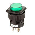 Przełącznik; przyciskowy; R13-508AG; OFF-ON; zielony; podświetlenie LED 2V; zielony; do lutowania; 2 pozycje; 1,5A; 250V AC; 16mm; 25mm; Howo