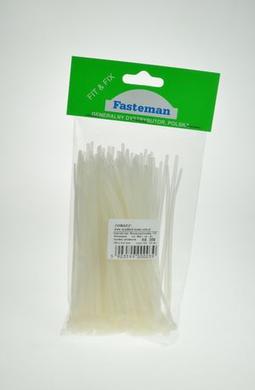 Ties; for cables; HA209; 140mm; 3,6mm; white; 100pcs.; Fasteman