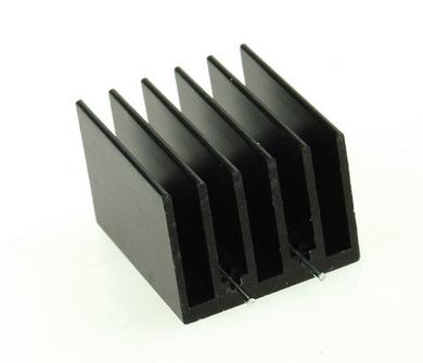 Heatsink; with hole; with 2 solder pins; DY-KR/3; blackened; 30mm; ribbed; 11K/W; 26mm; 20mm