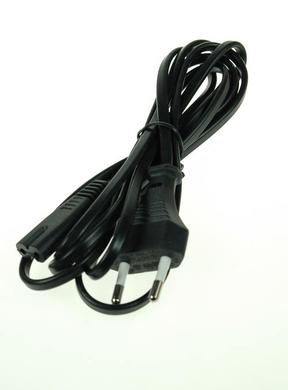 Kabel; zasilający; KZ-2WP; wtyk sieciowy CEE 7/16 płaski; gniazdo IEC C7 ósemka; 1,5m; czarny; 2 żyły; 0,75mm2; PVC; płaski; linka; Cu; RoHS