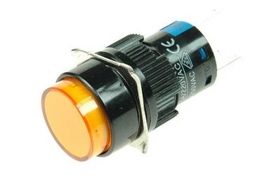 Switch; push button; LAS1-AY-11Z/O/12V; ON-ON; orange; LED 12V backlight; orange; solder; 2 positions; 5A; 250V AC; 16mm; 30mm; Onpow