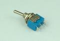 Switch; toggle; MTS103; 3*1; ON-OFF-ON; 1 way; 3 positions; bistable; panel mounting; solder; 3A; 250V AC; blue; 14mm