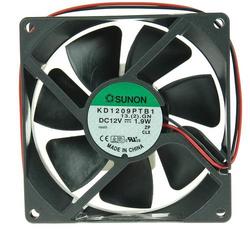 Fan; EE92251B1-000U-A99; 92x92x25mm; ball bearing; 12V; DC; 2W; 87,55m3/h; 34dB; 165mA; 3000RPM; 2 wires; Sunon; RoHS; 4,5÷13,8V; 300mm