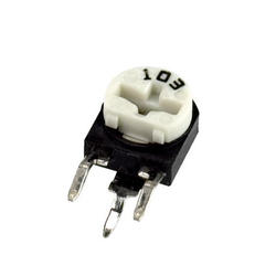 Potentiometer; mounting; vertical; single turn; RM-s2,5x5-103; 10kohm; linear; 30%; 0,1W; through-hole (THT); carbon film; RM063; RoHS