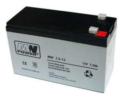 Akumulator; kwasowy bezobsługowy AGM; MW 7,2-12; 12V; 7,2Ah; 151x65x94(100)mm; konektor 4,8 mm; MW POWER; 2,45kg; 6÷9 lat