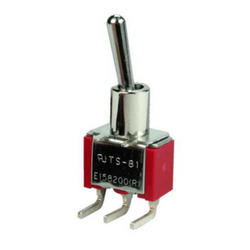 Switch; toggle; PT80-8019-T2-B4; 2*1; ON-ON; 1 way; 2 positions; bistable; through hole; angle; 2A; 250V AC; red; 13mm; Highly; RoHS