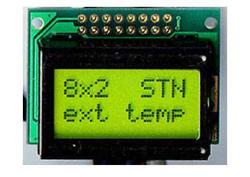 Wyświetlacz; LCD; alfanumeryczny; CBC008002A04-YHY-R; 8x2; czarny; Kolor tła: zielony; podświetlenie LED; 31mm; 14,5mm; AV-Display; RoHS