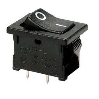 Switch; rocker; R9-21AP; ON-OFF; 1 way; black; no backlight; bistable; through hole; 13x19,2mm; 2 positions; 6A; 250V AC; Highly