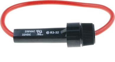Fuse socket; R3-32B3; diam.6,3x32mm; leads; 15A; 250V AC; SCI; RoHS