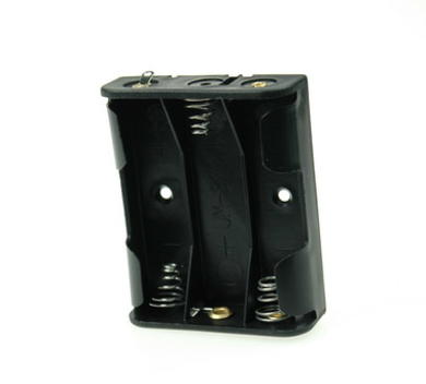 Battery holder; BC303; 3xR6(AA); for soldering; container; black; R6 AA