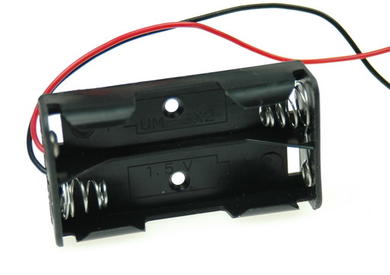 Battery holder; BC203II; 2xR6(AA); with 150mm cable; container; black; R6 AA