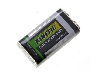 Bateria; węglowo-cynkowa; 6LR61 6F22 9V; 9V; 280mAh; 16,5x25,5x48,5mm; Kinetic; 9V 6F22 6LR61