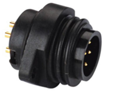 Plug; CA6GS; CAGS; 7 ways; straight; solder; 0,75mm2; for panel; 22mm; IP67; black; 10A; 250V