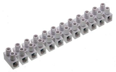 Terminal block; feed through strip; DG15HS-0; 12 ways; R=15,00mm; 21,8mm; 50A; 300V; for cable; straight; round hole; slot screw; screw; horizontal; 6÷16mm2; white; Degson; RoHS
