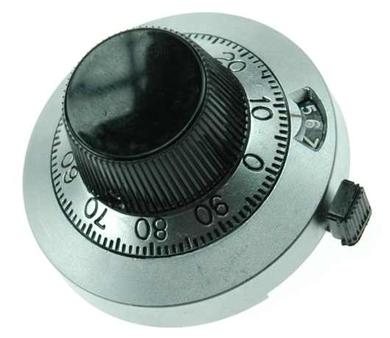 turns counter; 21-1-11; 6,35mm; gray; black; fi 46/22mm; 26mm; aluminium; plastic; screw fastening; with range/scale; 15; Vishay