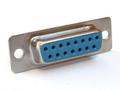 Socket; D-Sub; Canon 15p; 15 ways; for cable; solder; straight; blue; plastic; screwed; RoHS