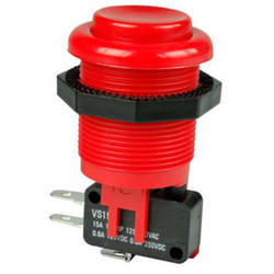 Przełącznik; przyciskowy; VAQ7R-15-1C2-1R; ON-(ON); czerwony; bez podświetlenia; konektory 4,8x0,8mm; 2 pozycje; 15A; 250V AC; 28,5mm; 54mm; Highly