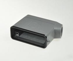Connector housing; Han A; 19200161540; 16A; metal; angled 90°; for cable; entry for M20 cable gland; for single locking lever; one side cable entry; grey; IP65; Harting; RoHS
