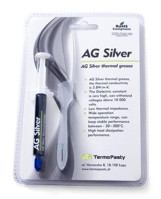 Paste; thermally conductive; Silver 3g; 3g; paste; syringe; AG Termopasty; 3,8W/mK