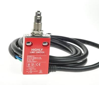 Safety limit switch; EFM-L-3-521; pin plunger with roller; 39,4mm; 1NO+1NC; with 2m cable; 10A; 300V; IP67; Highly; RoHS