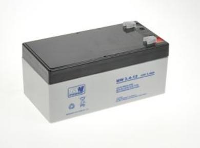 Akumulator; kwasowy bezobsługowy AGM; MW 3,4-12; 12V; 3,4Ah; 134x66x60(66)mm; konektor 4,8 mm; MW POWER; 1,4kg; 6÷9 lat