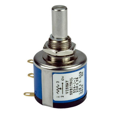 Potencjometr; osiowy; wieloobrotowy; 534 100R; 100ohm; liniowa; 5%; 2W; oś fi 6,35mm; 12,7mm; metal; gładka; 10; drutowy; lutowany; Vishay; RoHS