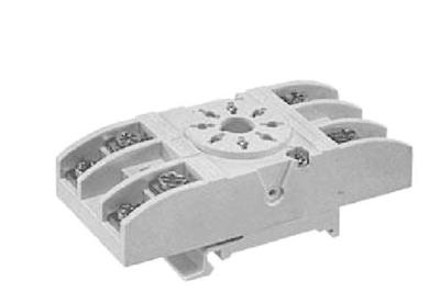 Relay socket; GZU8; DIN rail type; grey; without clamp; Relpol; RoHS; Compatible with relays: R15 2P