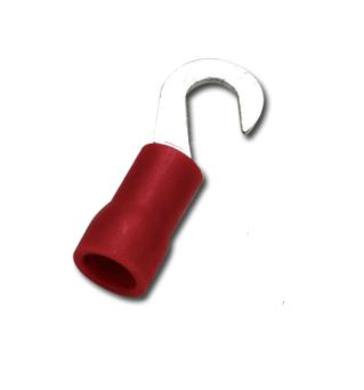 Cord end terminal; M4; hook; insulated; HV1,25-4; red; straight; for cable; 0,5÷1,5mm2; tinned; crimped