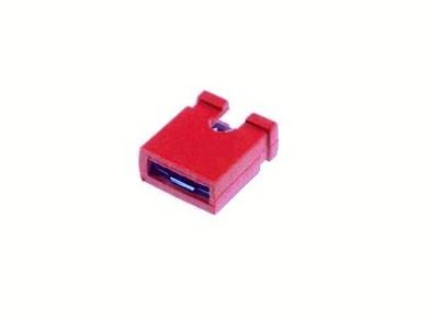 Jumper; pin; Jumper-R; 2,54mm; red; 1x2; straight; open; 6mm; 0/0mm; snap; RoHS