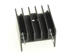 Radiator; V7142/2,5-2p; z otworem; z 2 pinami do druku; czerniony; 25mm; H; 23mm; 16mm