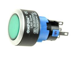Switch; push button; LAS1-AWY-11/G; ON-(ON); green; no backlight; solder; 2 positions; 5A; 250V AC; 22mm; 40mm; Onpow