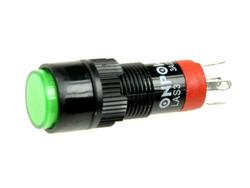 Przełącznik; przyciskowy; LAS3Y-11Z/G; ON-ON; zielony; podświetlenie LED 12V; zielony; do lutowania; 2 pozycje; 3A; 250V AC; 10mm; 28mm; Onpow