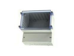 Enclosure; dual-compartment; DC003CBUNO; ABS; 166mm; 161mm; 121mm; IP65; light gray; transparent lid; Gainta; RoHS