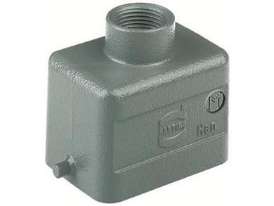 Connector housing; Han A; 19300061440; 6B; metal; straight; for cable; top single cable entry; for single locking lever; entry for M20 cable gland; grey; IP65; Harting; RoHS