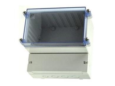 Enclosure; dual-compartment; DC007CBUNO; ABS; 256mm; 217mm; 132,5mm; IP65; light gray; transparent lid; Gainta; RoHS