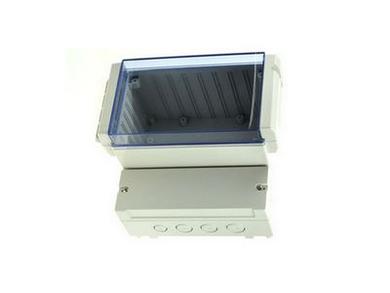 Enclosure; dual-compartment; DC003CBU; ABS; 166mm; 161mm; 121mm; IP65; light gray; transparent lid; Gainta; RoHS